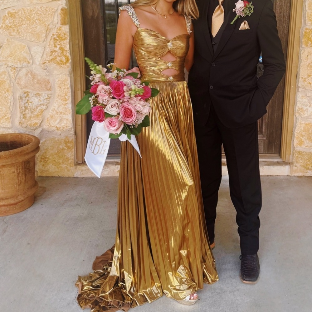 Gold Metallic Gown with Silver Accents